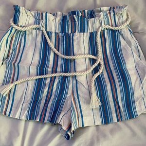 Women’s Striped Beachy Dress Shorts w/ Rope Belt